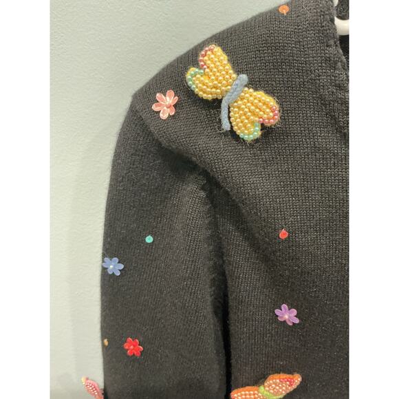 Vintage Emma Tricot Womens Y2K Fairy Sweater Cardigan S Beaded Butterfly Flower - Picture 6 of 7